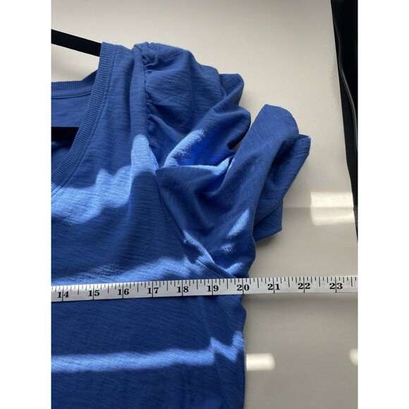 NATION LTD Jillian Bold Shoulder V Neck Top Blue Short Sleeve Size XXL Modern - Picture 6 of 8